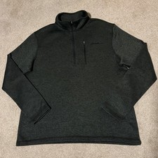 Eddie Bauer Mens XL 1/4 Zip Sweater Sweatshirt Mock Neck Pullover Pocket Green