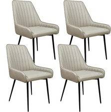 Unbranded Set of 4 Dining Chairs Upholstered Beige Modern Design Metal Legs