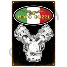 Vintage Moto Guzzi Service Car Tin Metal Signs Home Décor 8x12 