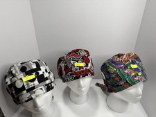 Handmade surgical scrub caps with mask buttons - lightly used