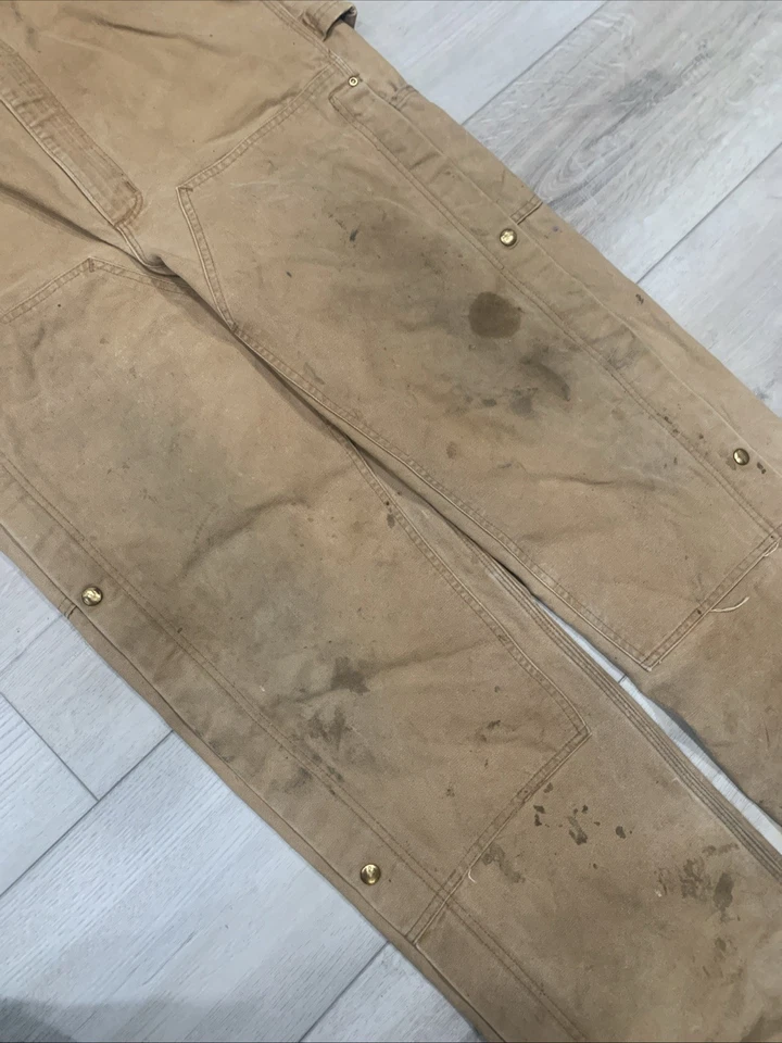 Mono con tirantes Carhartt marrón doble rodilla envejecido de colección R02 BRN 36x34 Foto 3 de 4