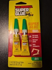 The Original Super Glue 0.12 Oz Tube Max Strength Instant Bond 2 Pack New