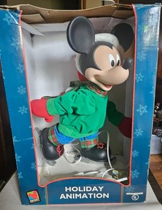 Vintage Santa's Best Disney 18" Mickey Mouse Ice Skating Animated Decoration