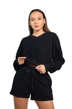Women's Sweat Shorts  V-Neck Cropped Pullover Set 2 Piece Loungewear