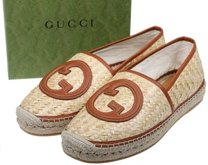 CHAUSSURES MOCASSINS ESPADRILLES CUIR TOILE GUCCI HOMMES EMBOÎTABLES NEUVES 9/US 9,5