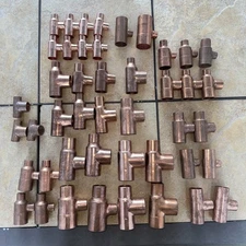 Copper Plumbing Tee Lot Mixed Various Sizes. Nibco (45) Total