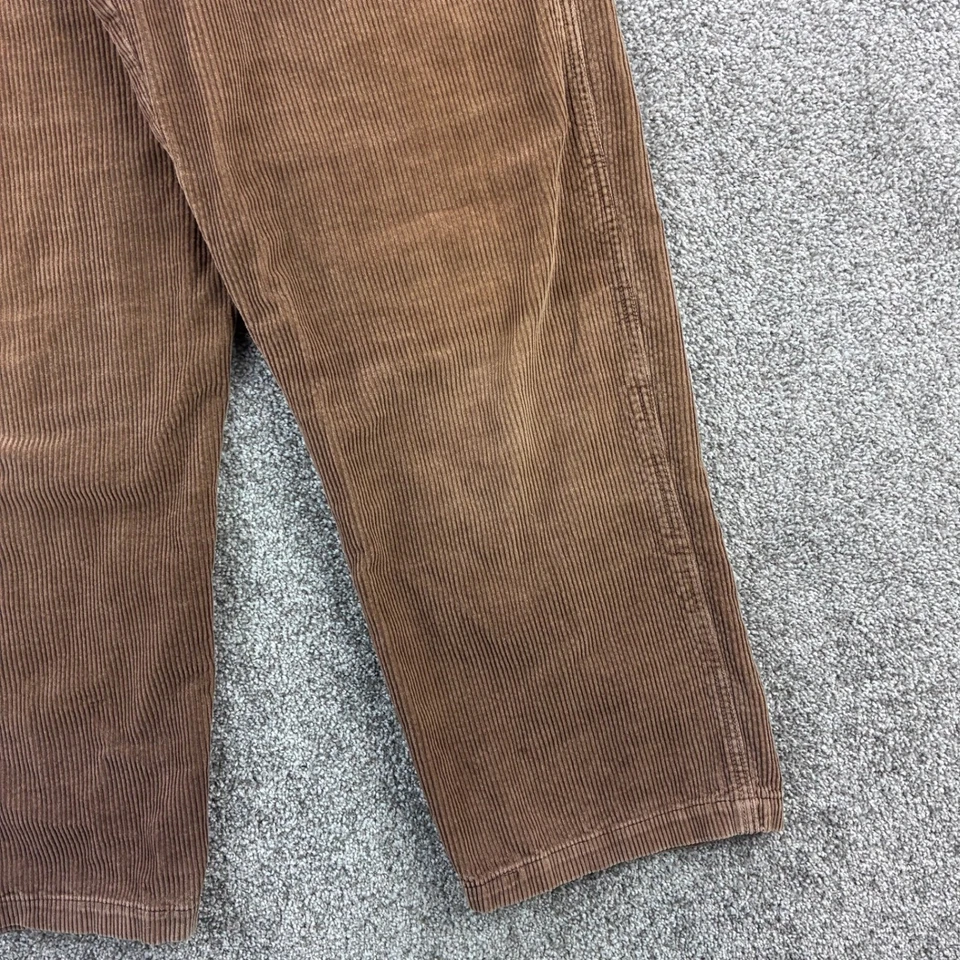 Macacão de veludo vintage Y2K Aero Wear feminino M marrom babador baleia larga - Imagem 2 de 4