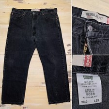LEVIS 505 - Vtg 1990s Classic Straight Faded Worn Black Jeans, Mens 38 x 28