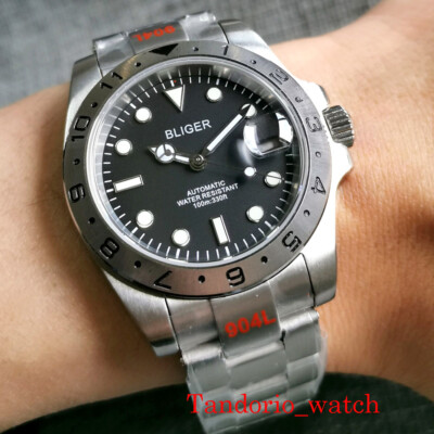 Bliger 39mm Black Dial NH35A Automatic Watch Sapphire Crystal Luminous Index
