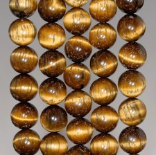 10MM TIGER EYE GEMSTONE GRADE A ROUND LOOSE BEADS 15.5"