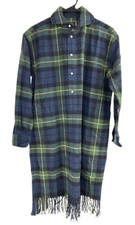 Polo Ralph Lauren Plaid Fringe Shirt Dress Women’s Blue Green