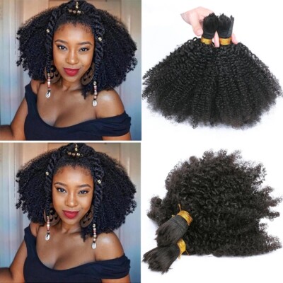 Human Braiding Hair Bulk No Attachment Mongolian Afro Kinky Curly Hair Extension
