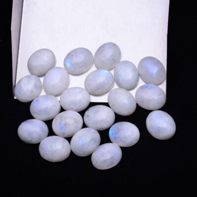 22 Pcs Natural Blue Shine Moonstone 11mm*9mm Oval Cabochon Untreated Gemstones