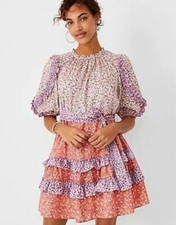 NWT ANN TAYLOR FLORAL RUFFLE FLARE DRESS sz 6 Petite   