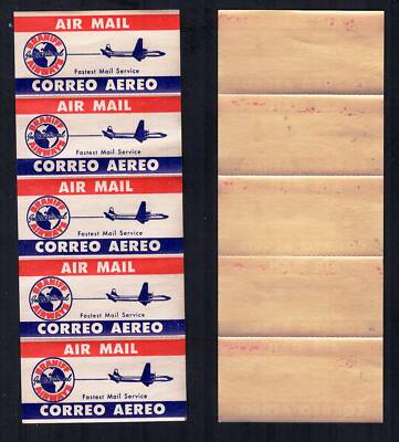 Braniff Airways - Air Mail / Correo Aero labels - strip of 5, fully ...