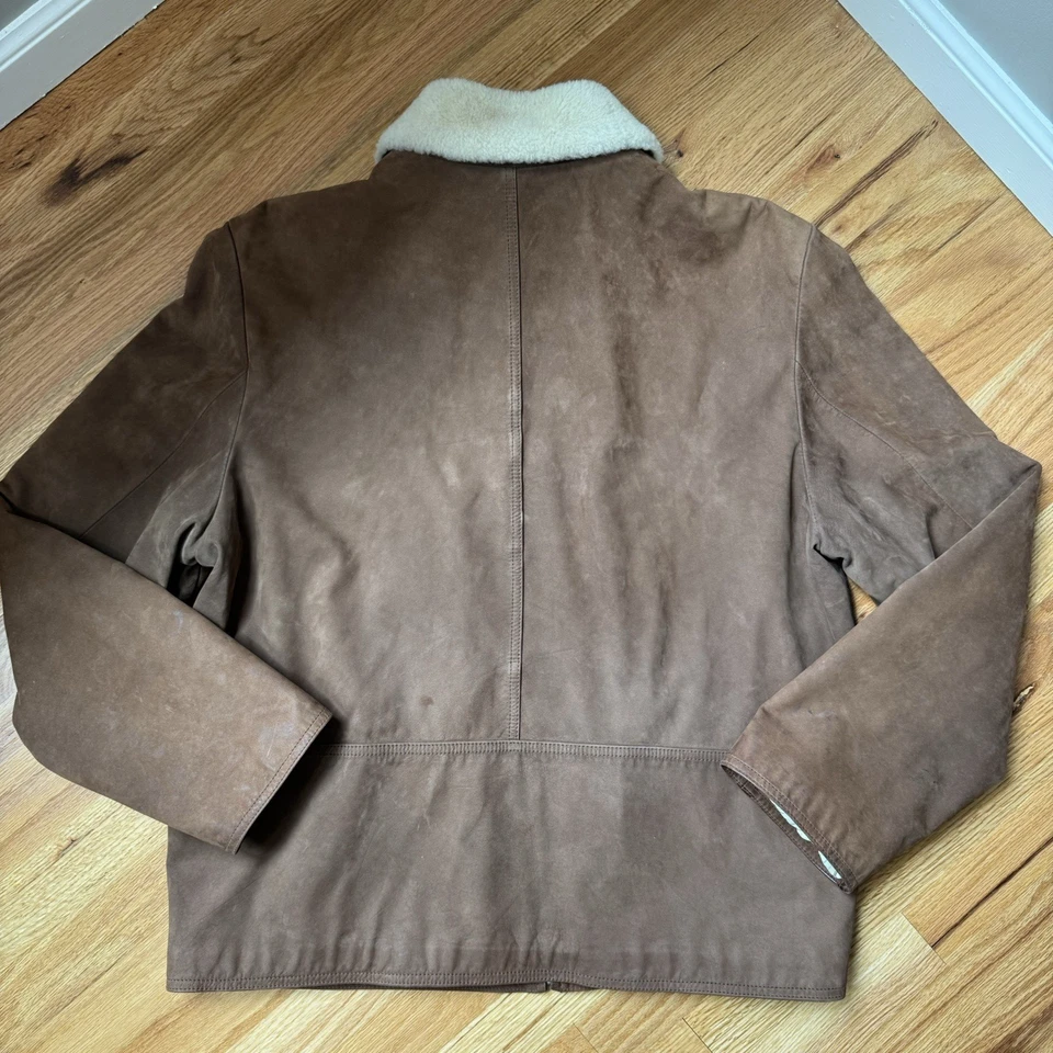 Chaqueta Bomber Cole Haan Country Para Hombre Gamuza Cuero Cuadros Interior Talla Grande Foto 2 de 4