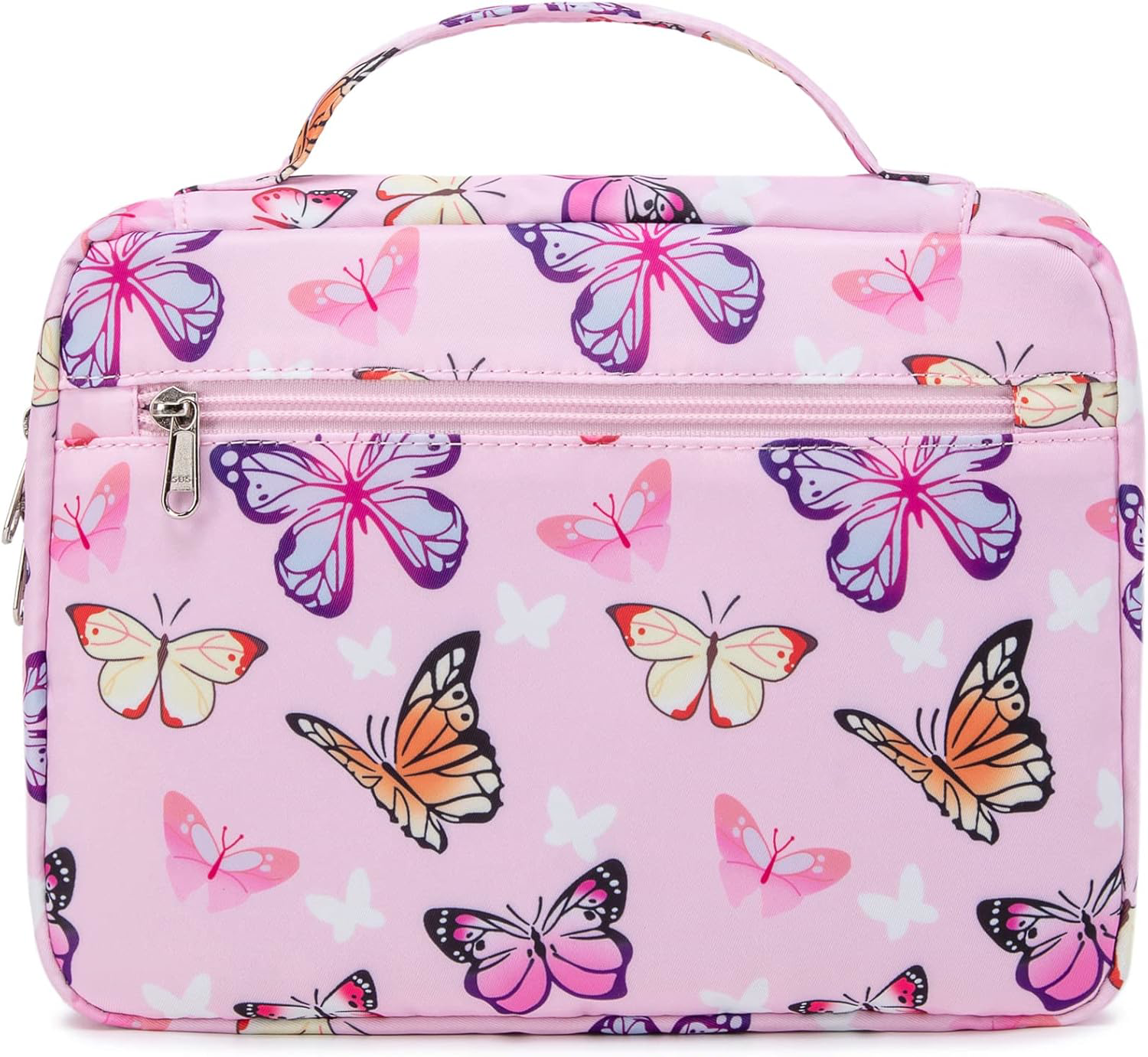 Bible Cover for Girls with Handle and Zippered Pocket, Butterfly Pink