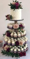 75 Cupcakes Donut Stand (Soporte Torre) 5 Niveles Boda Fiesta Madera Corteza Rústica
