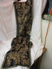 Vintage Jones New York Ladies Scarf ecru tan brown black Jacobean Leaves