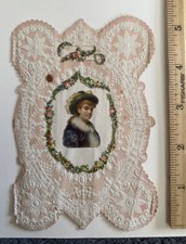 1890's VINTAGE VALENTINE Die Cut Embossed Lace Victorian scrap Undying love