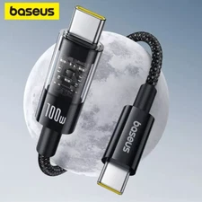 Baseus Transparent 100W Type C Cable For iPhone 16 15 USB C PD Fast Charging