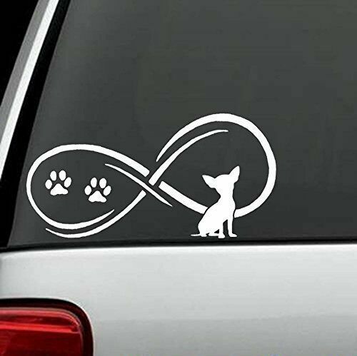 7&rdquo; White  Chihuahua Dog Infinity vinyl Decal Sticker, car window, laptop etc