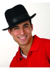 COSTUME HAT - ADULT BLACK FEDORA GREAT GATSBY OR GANGSTER HAT 1920'S/30'S XL
