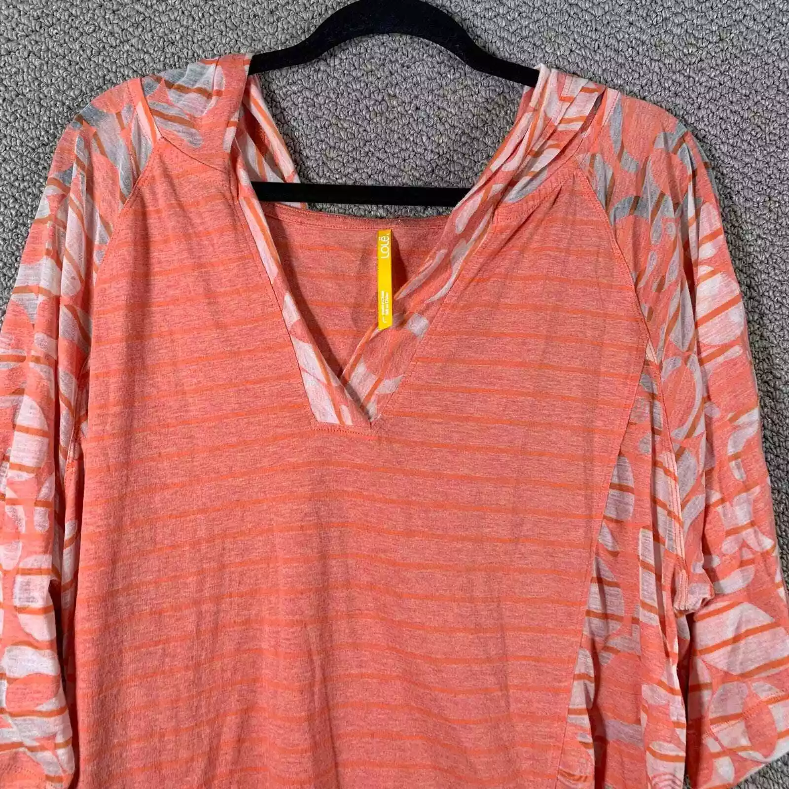 lole striped short sleeves hooded sheer casual shirt