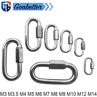Quick Link Lock Carabiner Clips With Screw Lock Heavy Duty Stainless Steel Hooks