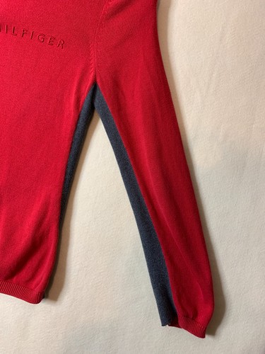 Tommy Hilfiger Pullover Knit Sweater 1/4 Zip Long Sleeve Large Red Mock Neck L - Picture 4 of 9