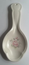 Pfaltzgraff Tea Rose Spoon Rest Made in USA Stoneware pink flowers cottagecore