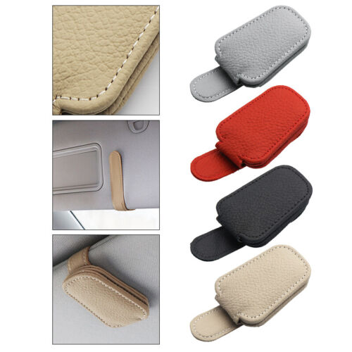 Car Leather Sunglasses Clip Sun Visor Mount Fastener Ticket Glasses Holder - Picture 12 of 22