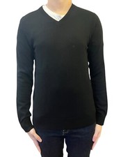 MEN'S BANANA REPUBLIC EXTRA FINE MERINO WOOL V NECK PULLOVER SWEATER BLACK M