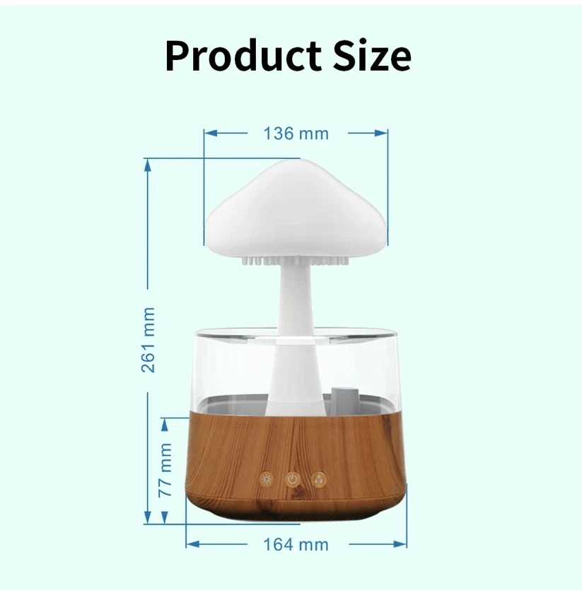 Humidificador Cloud Rain para hogar u oficina difusor de aceites esenciales luces LED Foto 4 de 4