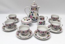 Vintage Kahla Germany Tea Set Mini Demitasse Birds Flowers 15 pcs