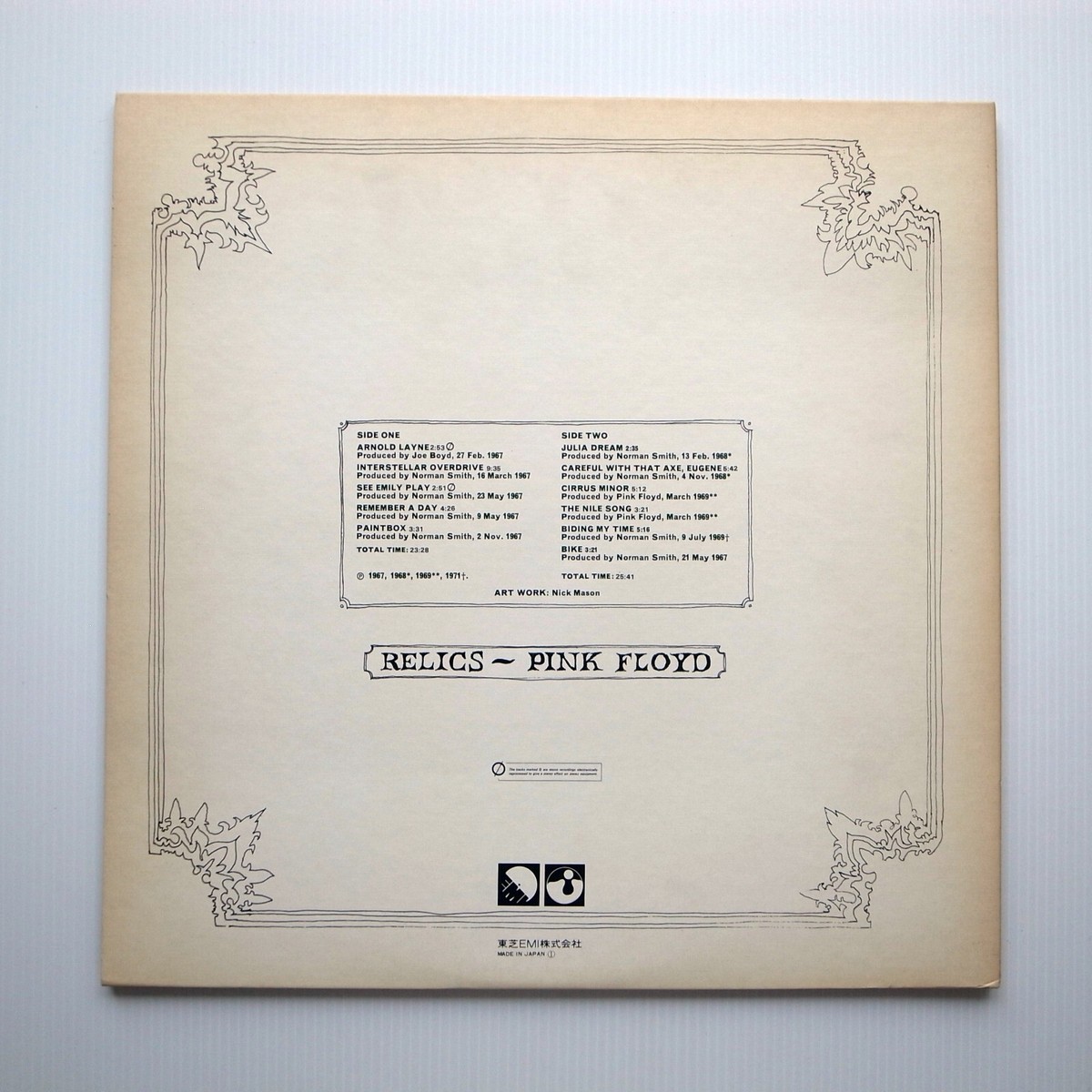Pink Floyd ‎– Relics JAPAN 1974 NEAR MINT LP EMS-80321 | eBay