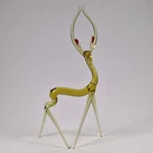 Vintage Soviet Fused Art Glass Figurine Deer Stag USSR Retro Deco Murano Style
