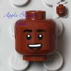 NEW Lego Dark FLESH MALE MINIFIG HEAD w/Brown Black Eye Brow Hair Boy Finn Smile