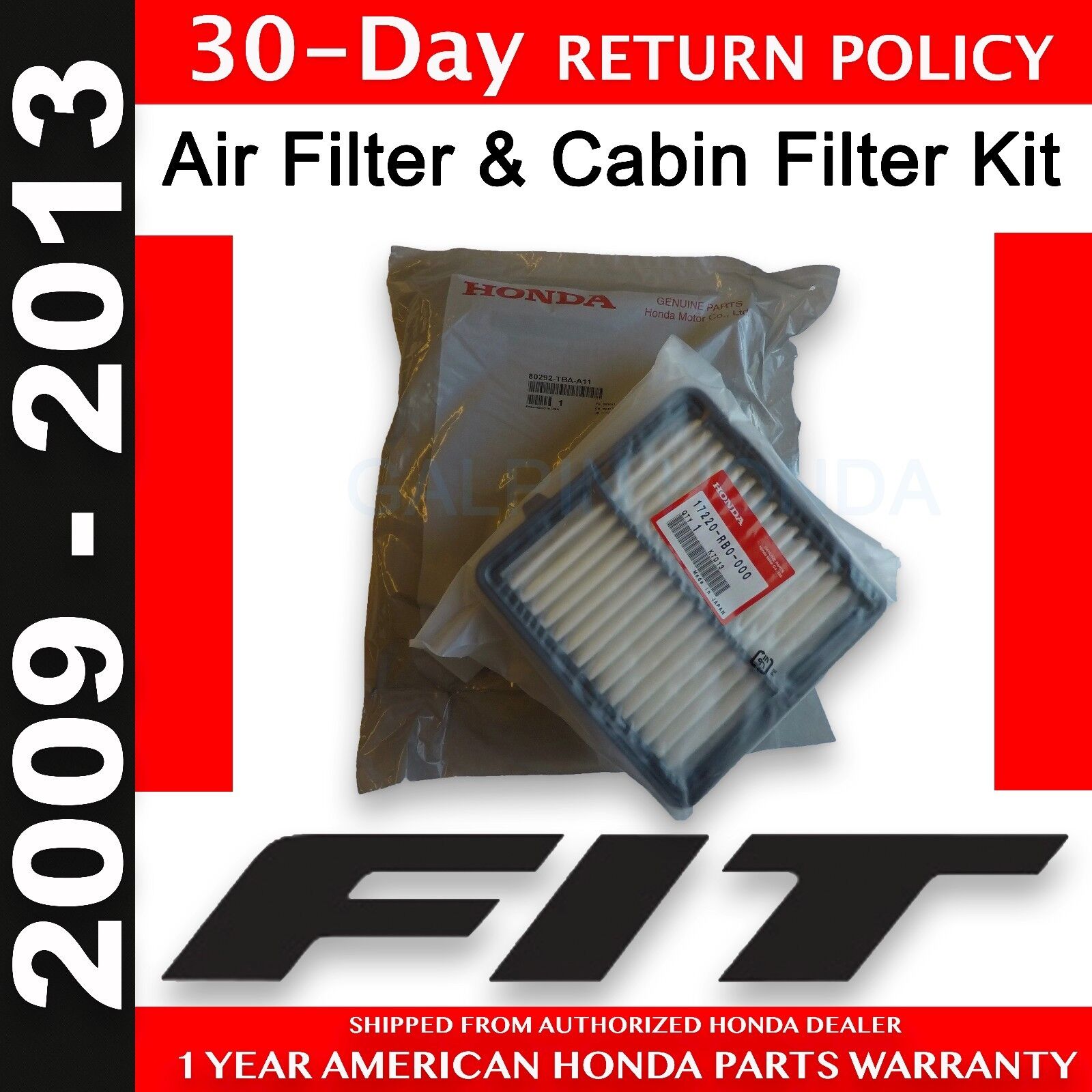 Genuine OEM Honda Fit Engine Air & Cabin Filter Kit 09-13 Base Sport Hepa Pack