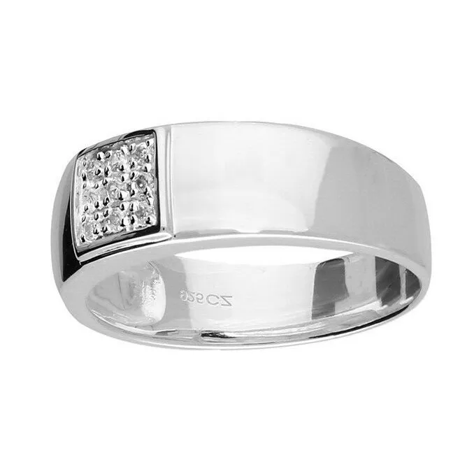 Men s Wide Band Ring With Gemstones Solid Sterling Silver Full