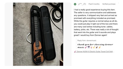 ๐ธ Donner HUSH-X Electric Guitar SH Pickups Solid Body With Gig Bag Headphones - Picture 14 of 21