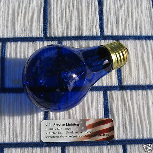 BOX of 4 NEW 25w COBALT BLUE transparent A19 PARTY LIGHT BULB 25 watt 25A19 sign - Image 4 of 4