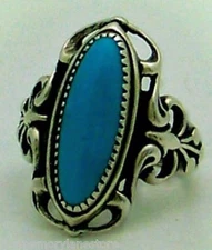 BEAUTIFUL VINTAGE ESTATE TURQUOISE STERLING SILVER RING by WHEELER Mfg., SIZE 5