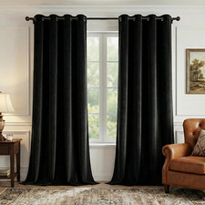 Blackout Black Velvet Curtains 96 Inches Theater Curtains Grommet Heat Insulated