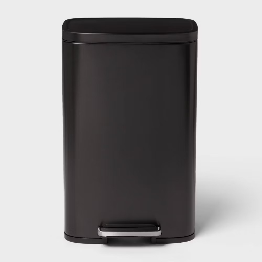 45L Rectangular Black Stainless Step Trash Can - Brightroom 6790₽