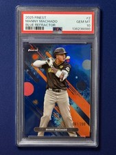 2025 Topps Finest Manny Machado #2 Blue Refractor 061/200 PSA 10