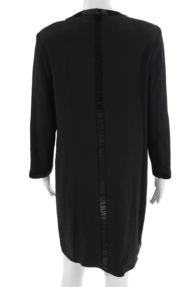 Escada Women Shift Dress Black Long Sleeve Knee Length Size 38 - Image 3 of 4