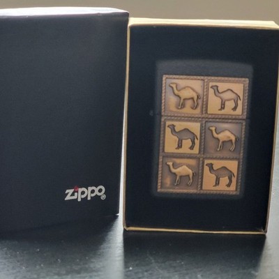 Vintage 1994 Zippo Camel Herd Black Crackle Brass Raised Emblem Sealed Unfired