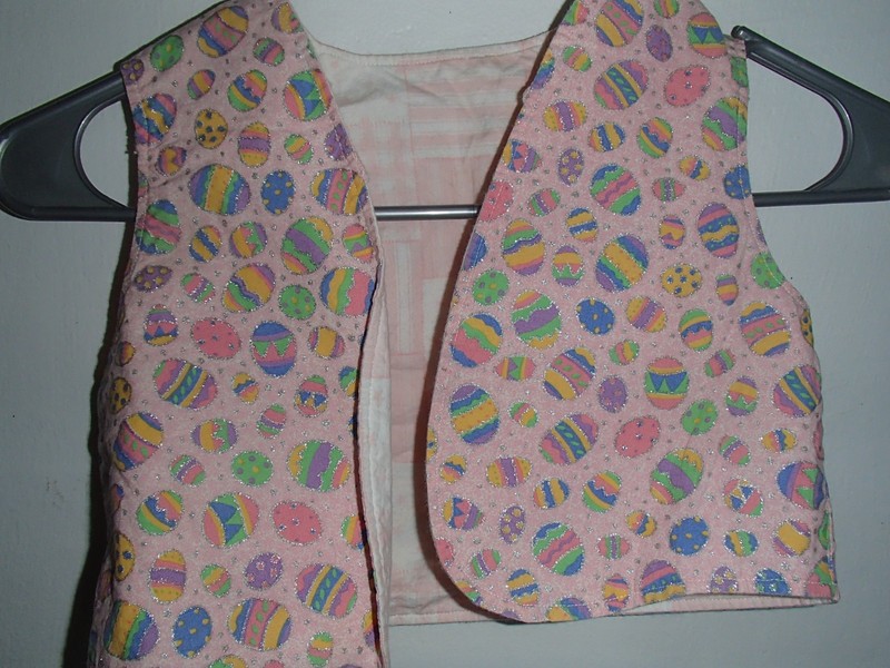 OOAK Vintage 2 in 1 Homemade EASTER Colorful Sparkle EGG Reverse Pink White VEST