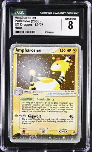 2003 Pokémon Ampharos ex Holo EX Dragon #89 CGC 8 *TAIL SWIRL*